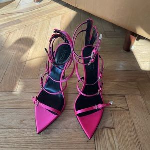 Pink Strappy VERSACE Satin Sandals 40 BRAND NEW W BOX BARBIE